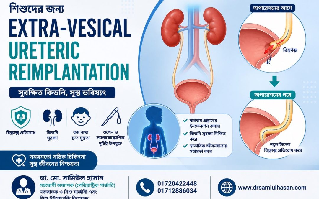 শিশুদের Extra-vesical Ureteric Reimplantation: মূত্রনালীর ও মুত্রথলি র আধুনিক অপারেশন